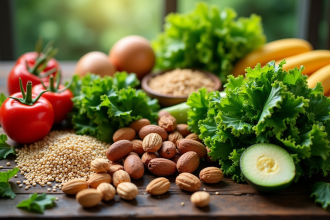 Assortiment d'aliments riches en vitamine B sur une table