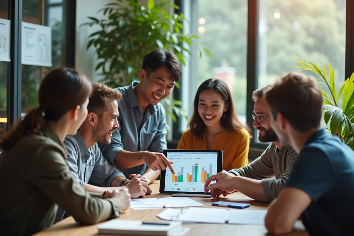 Groupe diversifié collaborant autour d