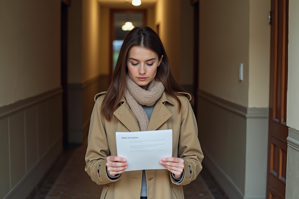Jeune femme lisant une lettre de refus de location