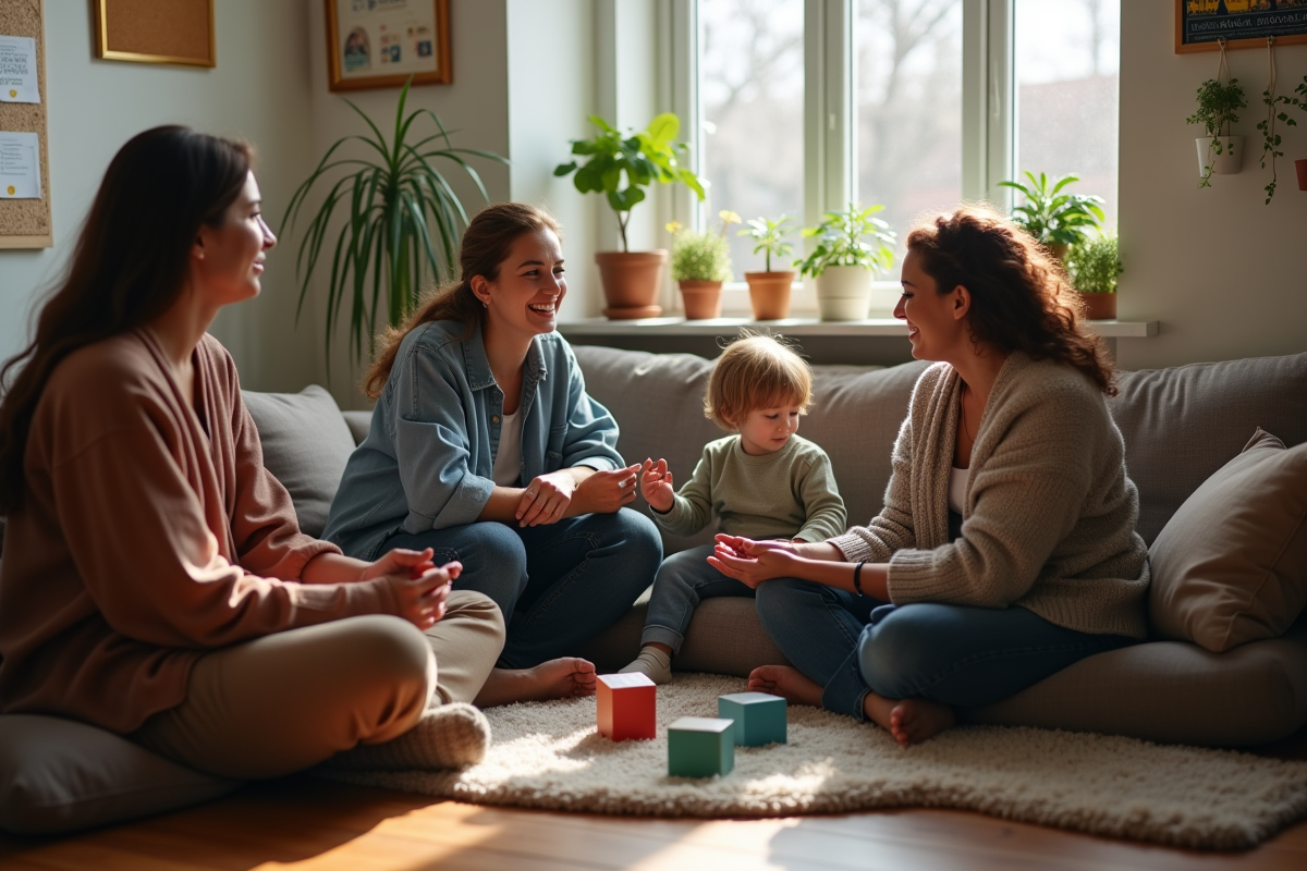 Femmes discutant lors d une reunion dans un centre communautaire
