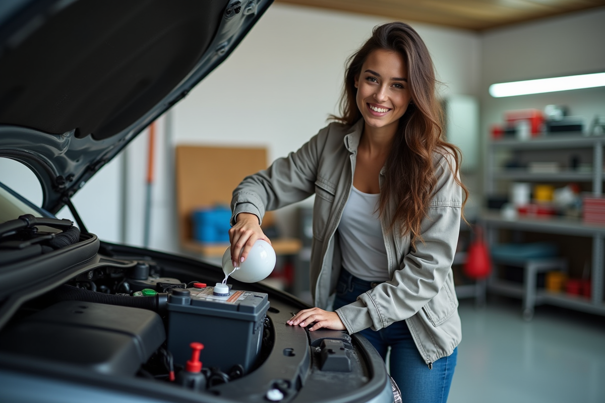 Jeune femme versant de l