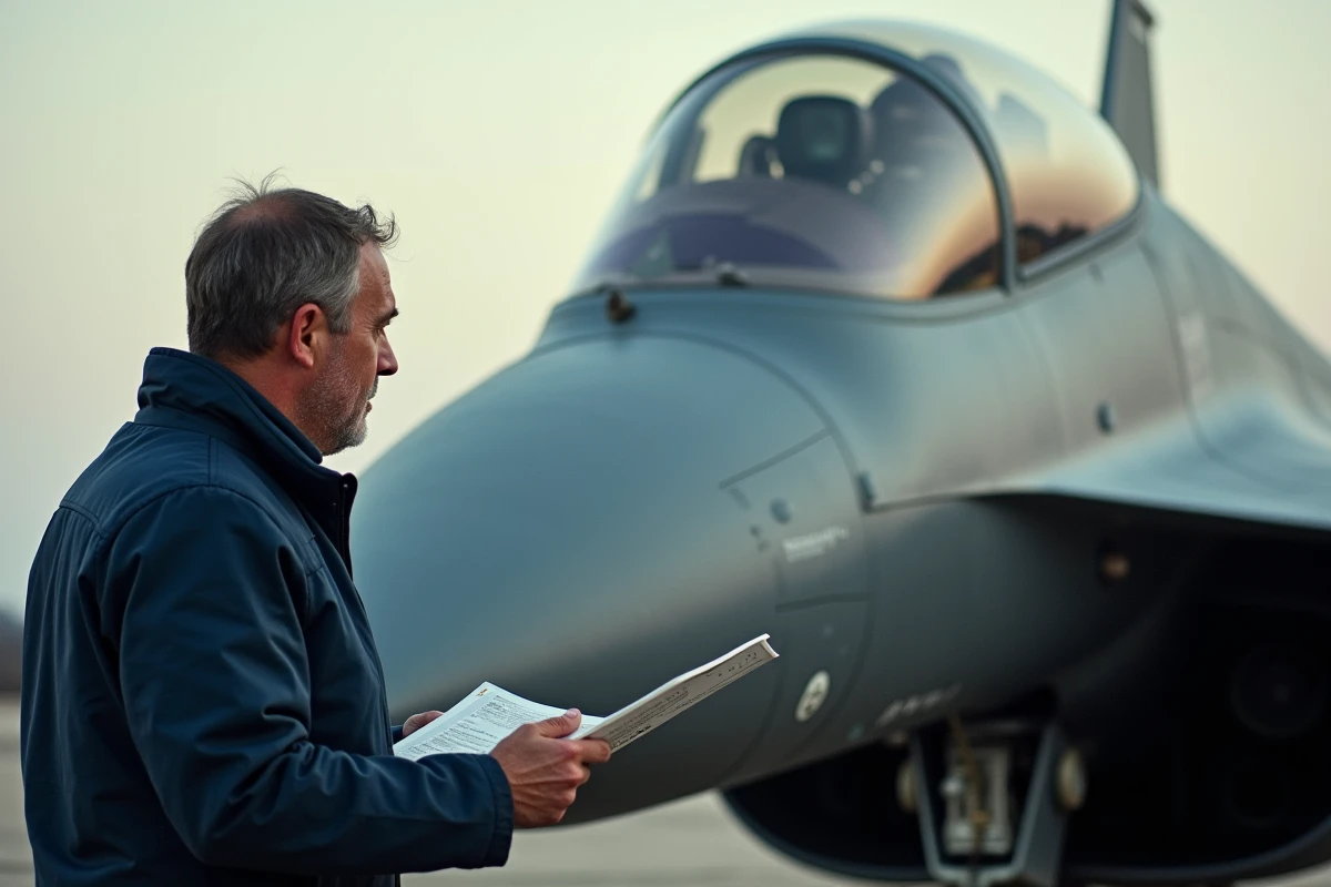 Détail du cockpit et du nez d'un Mirage 2026, avec marquages d'identification de version visibles sous la verrière