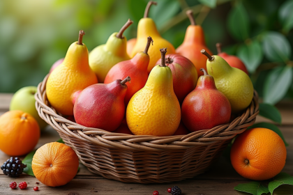 Panier coloré de fruits exotiques avec ugli et urava