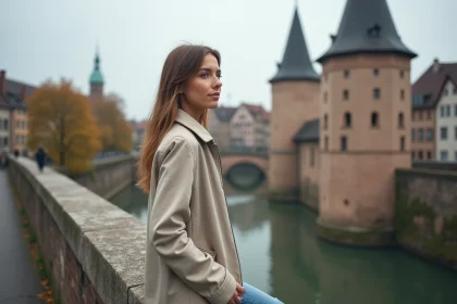 Femme visitant les Ponts Couverts de Strasbourg lors d'une activité gratuite en ville