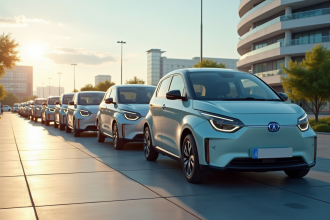 Voitures hybrides et électriques en ville moderne